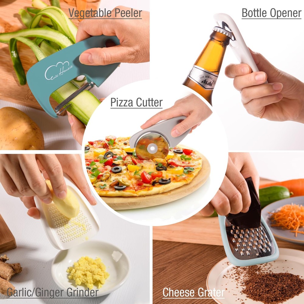 Kitchen Gadgets Set 13 Piece, Space Saving Cooking Tools Includes Cheese Grat...