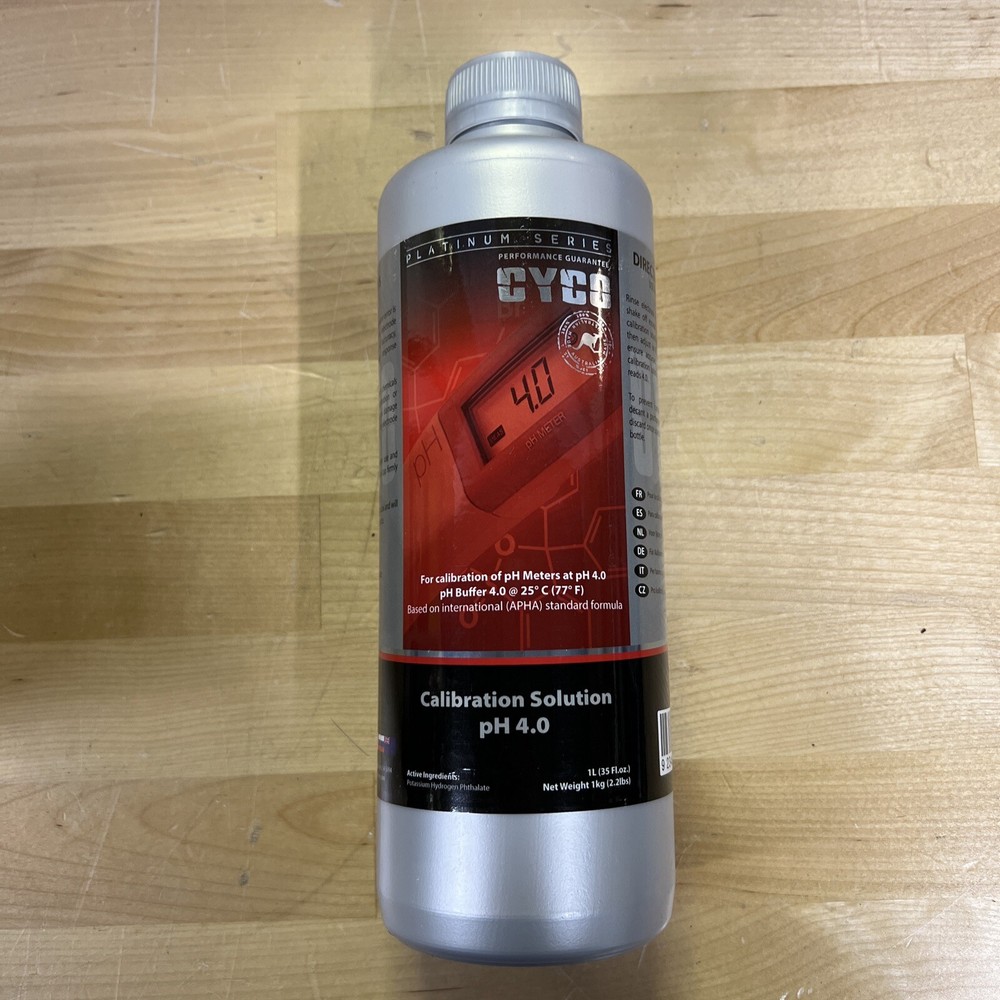 CYCO pH Calibration Solution Kit pH 4.0 1-Liter Bottles (2 PACK)