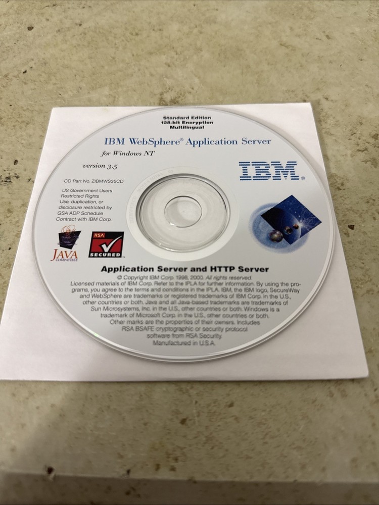 IBM Websphere Application Server for Windows NT  version 3.5 1998 2000