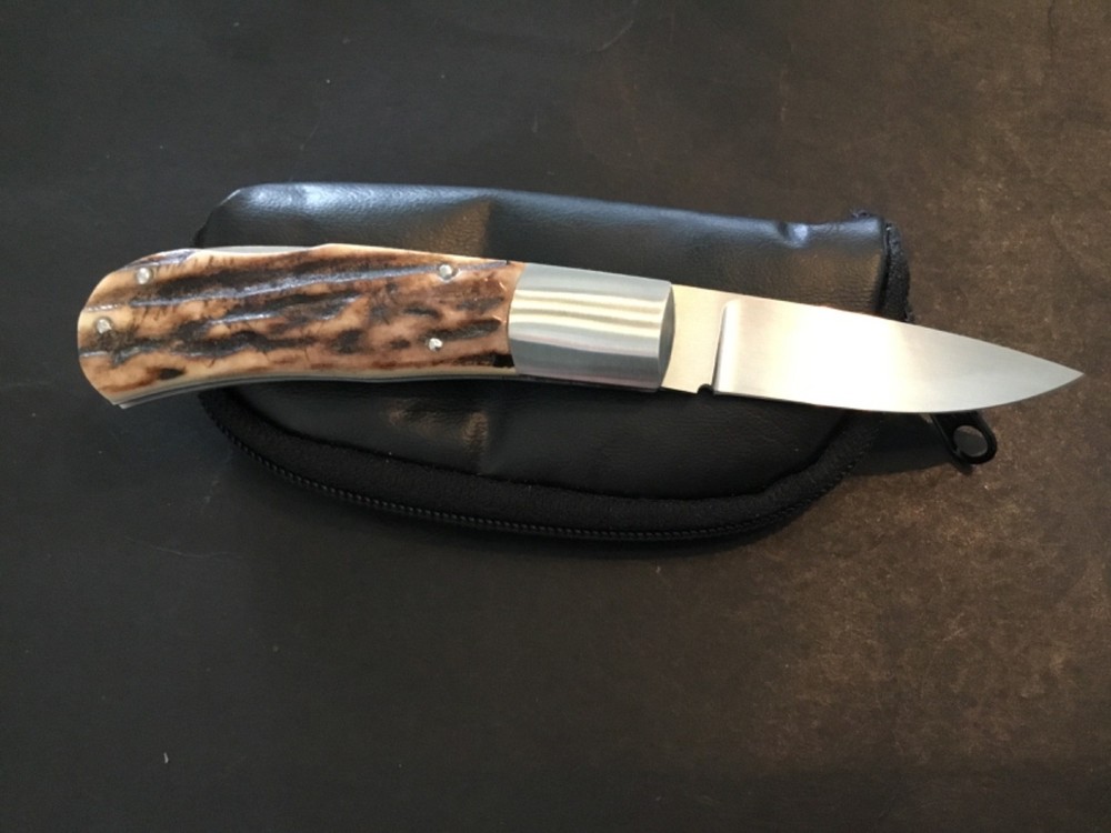 Custom Joel Chamblin Stag Lockback like Slipjoint Folder Folding Knife