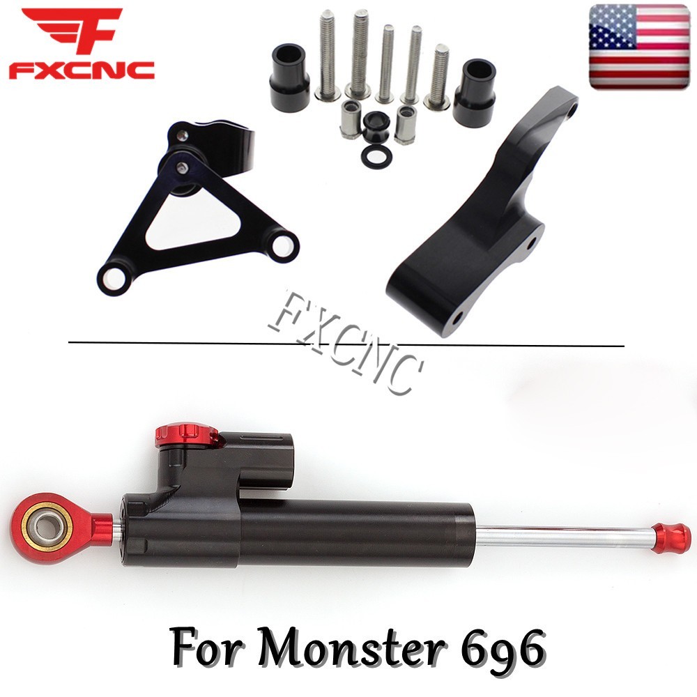 Steering Damper Stabilizer & Mounting Bracket Kit Holder For Ducati Monster 696