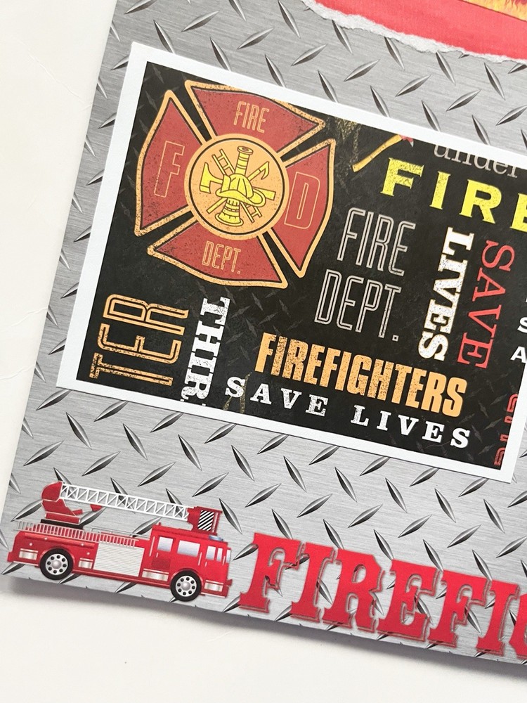 Fireman Scrapbook pages, Firefighter Layouts, Fireman Scrapbook Layout