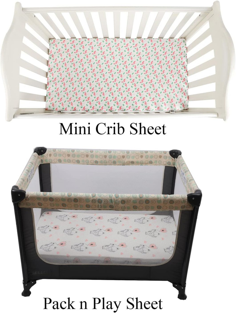 Pack N Play Sheet Stretchy Fitted Portable Mini Crib Sheets Set 3 Pack,Playard S