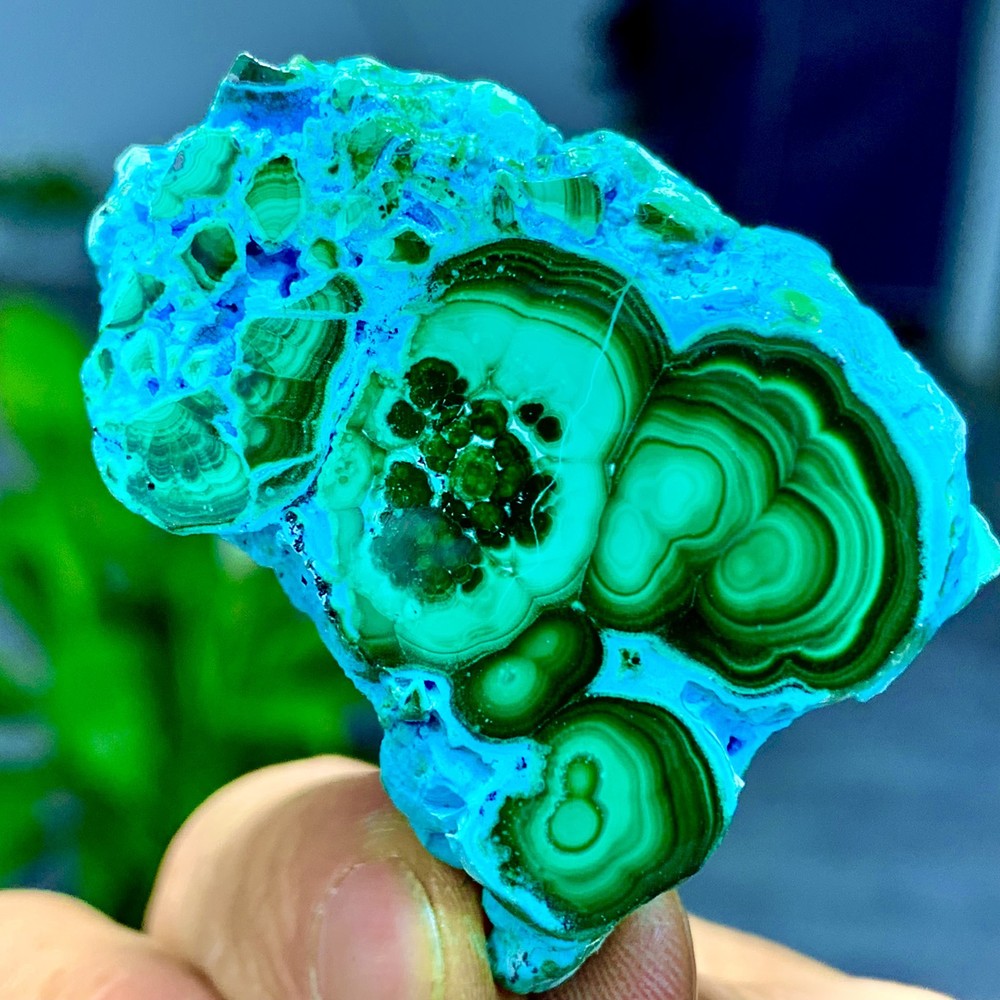 48G Natural Chrysocolla/Malachite transparent cluster rough mineral sample