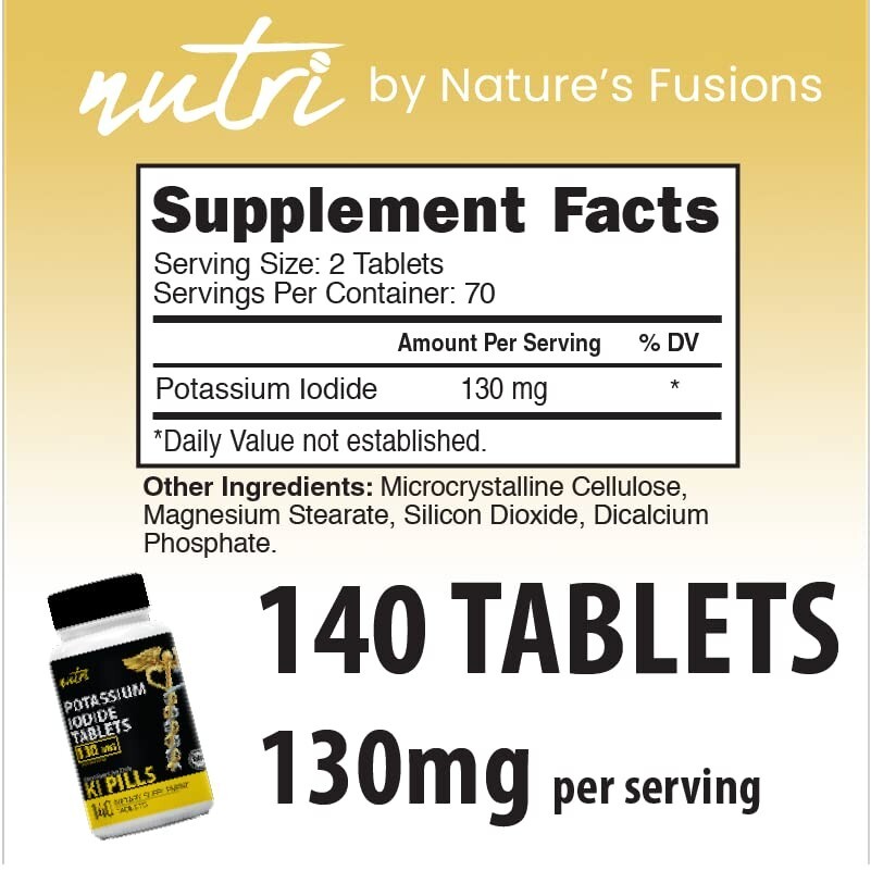 Potassium + Iodide Tablets Radiation 130 mg (2 Pack) - (280 Tablets) EXP 2033