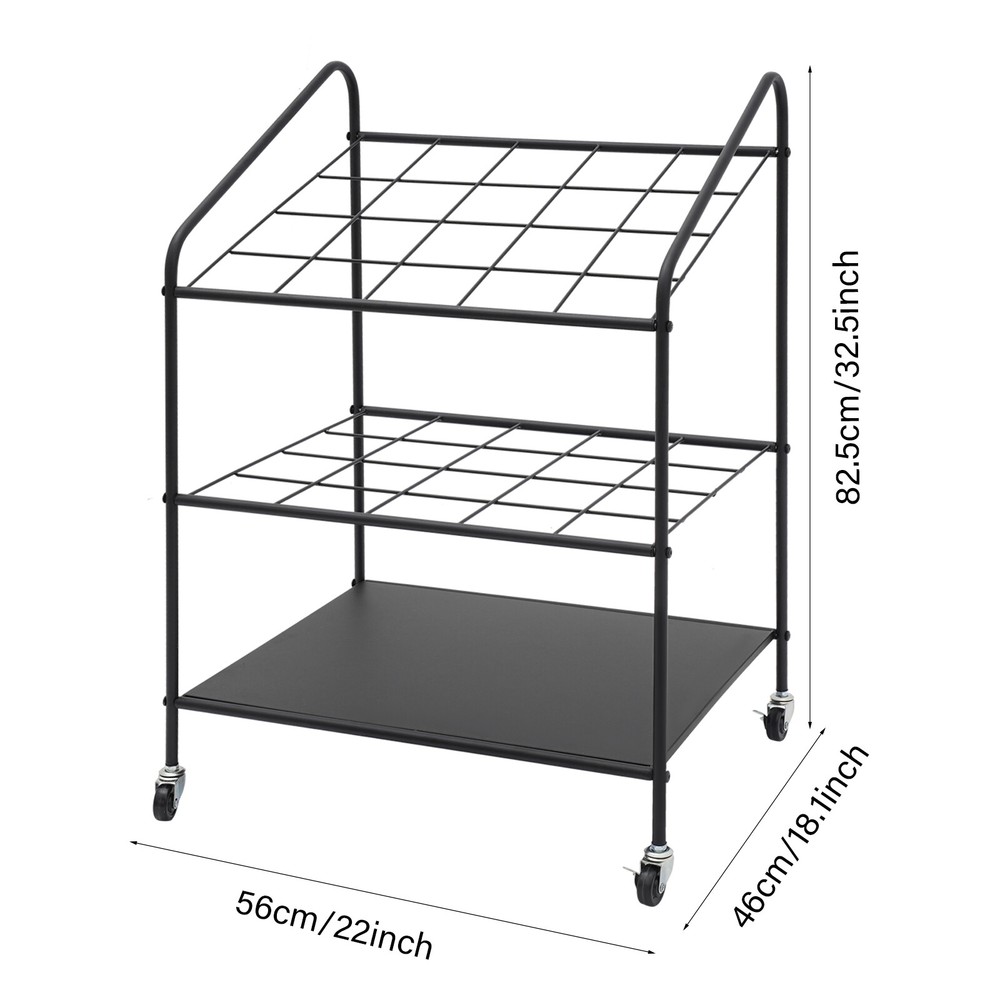 3-Tier Mobile Paper Rolls Organizer Floor Storage Rack Material Roll Dsplay Rack