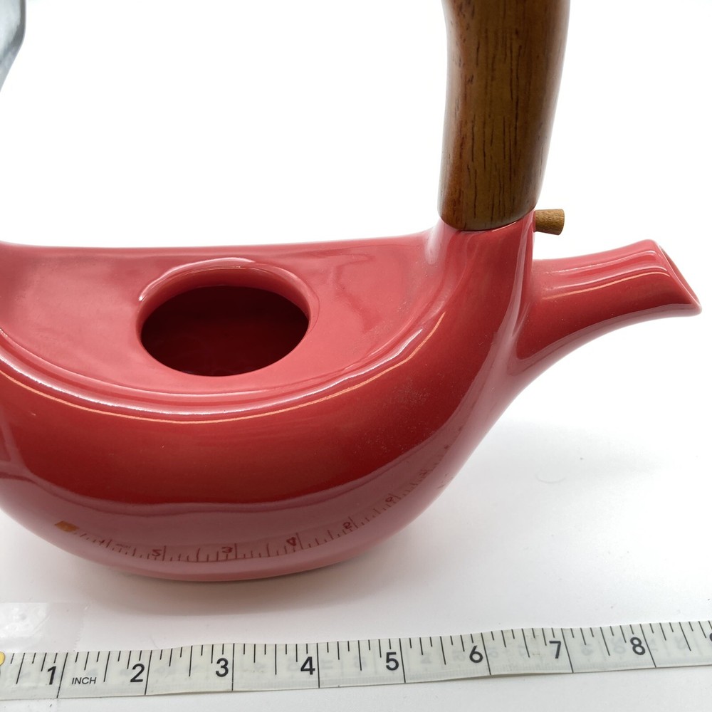 Teapot Red Envelope Red Chinese Ceramic Wood Handle 20 Oz Hanging Diffuser Peg