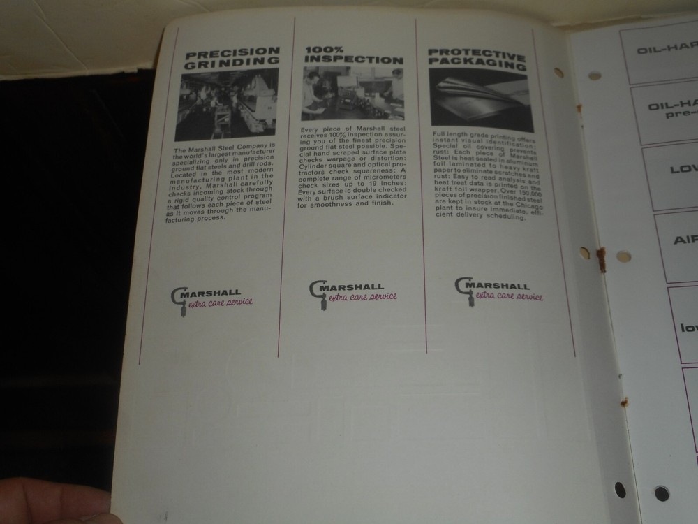 MARSHALL Steel Chicago IL 1966 Salesman Catalog Data Specifications Handbook