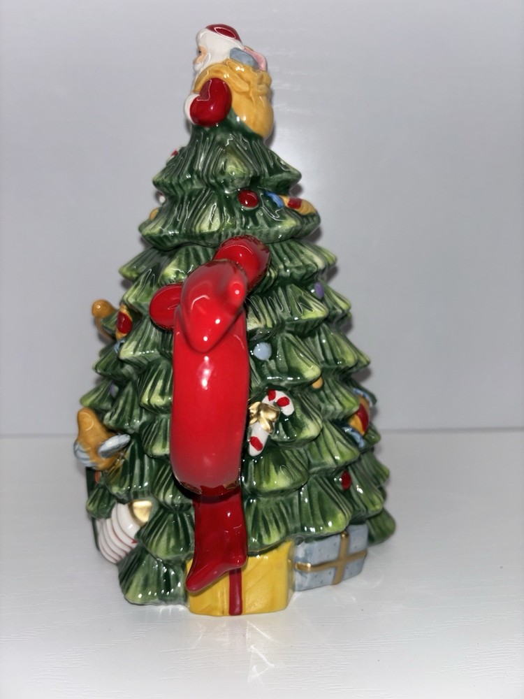 Spode Hand Painted Ceramic Christmas Tree Teapot with Lid, Glossy, 2-Piece