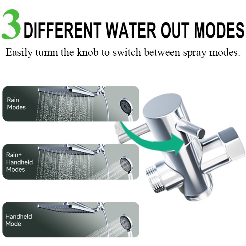 Chrome 8×12'' Rain Shower Head Handheld Spray Combo High Pressure Adjustable Arm