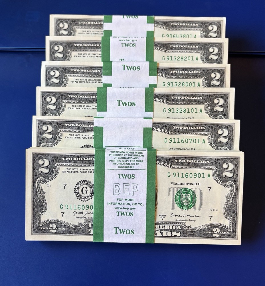 100 ($2) TWO DOLLAR BILLS UNCIRCULATED SEQUENTIAL - 2017A CONSECUTIVE ORDER
