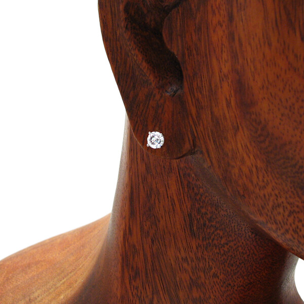 925 Sterling Silver High Quality Basket Set Round CZ Post Stud Earrings