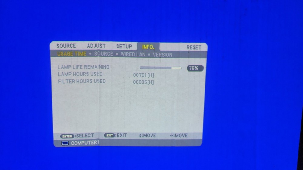 NEC NP500W Projector 701 Hours