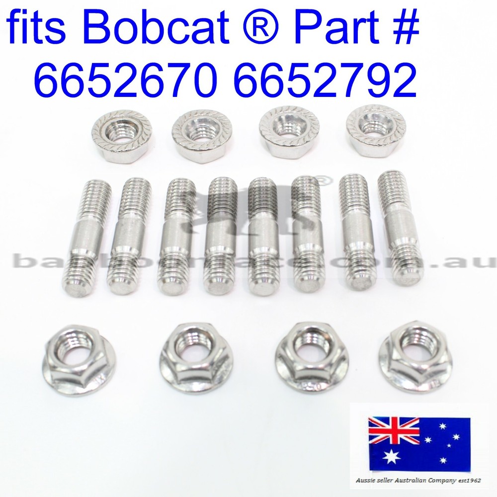 Head Exhaust Manifold Studs Nuts fits Bobcat E32 E34 E35 E37 E42 E45 E50 E55
