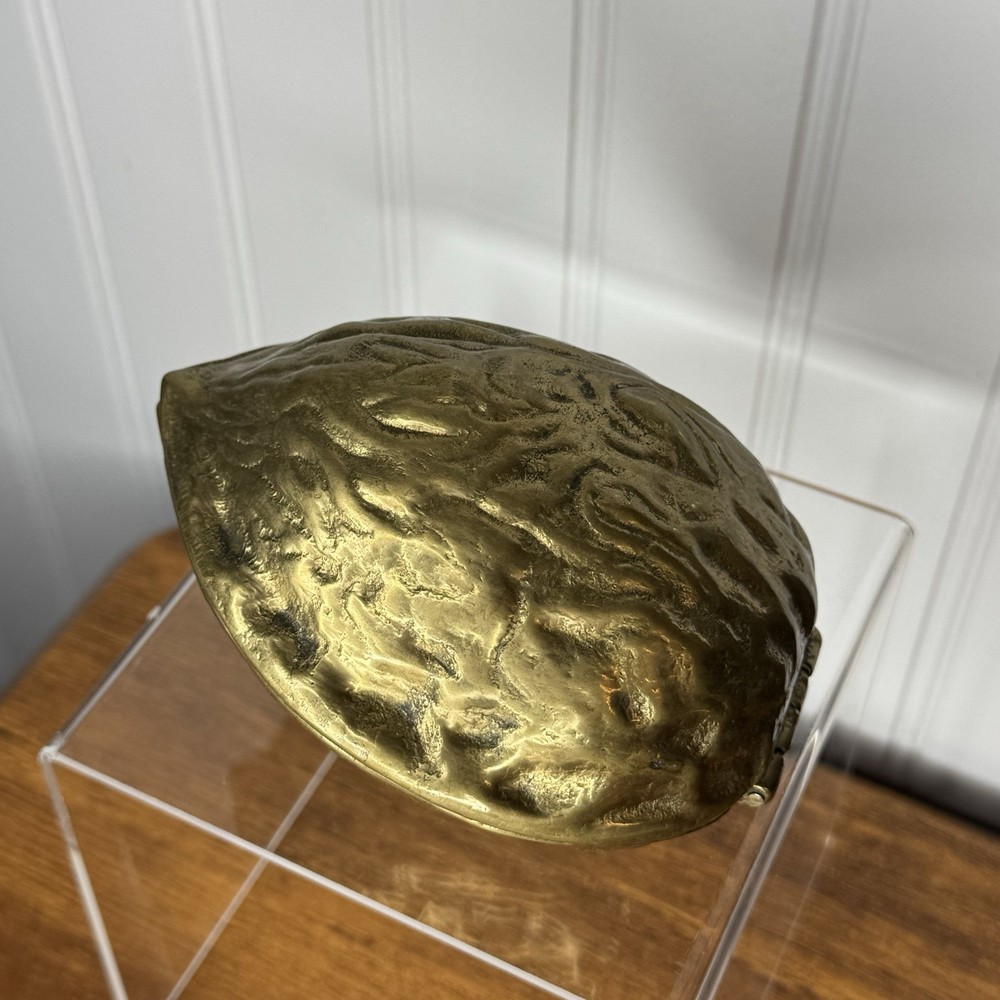 Vintage Heavy Solid Brass Walnut Shaped Nutcracker Nut Cracker