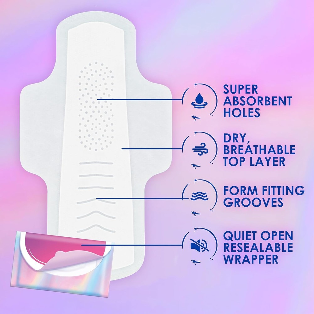 Always Pocket Flexfoam Pads, Size 1, Regular, with Wings, 22 Count