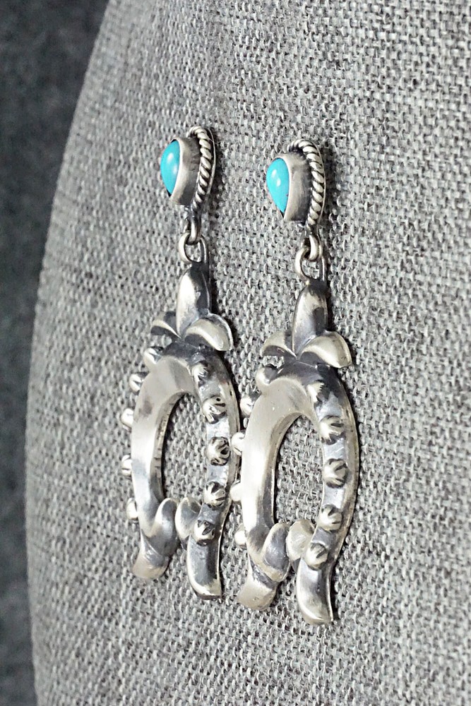 Turquoise & Sterling Silver Earrings - Lee Shorty