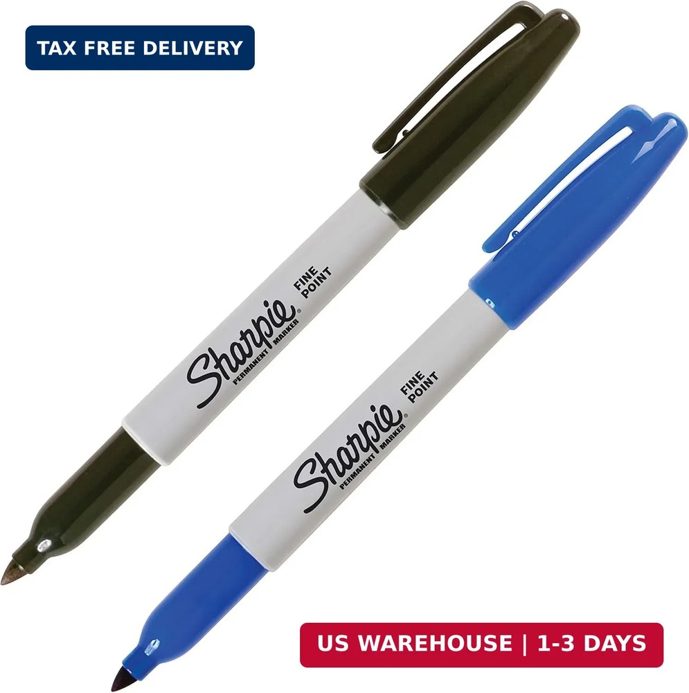 Sharpie Permanent Markers | Fine Point | Black & Blue | 2 Count