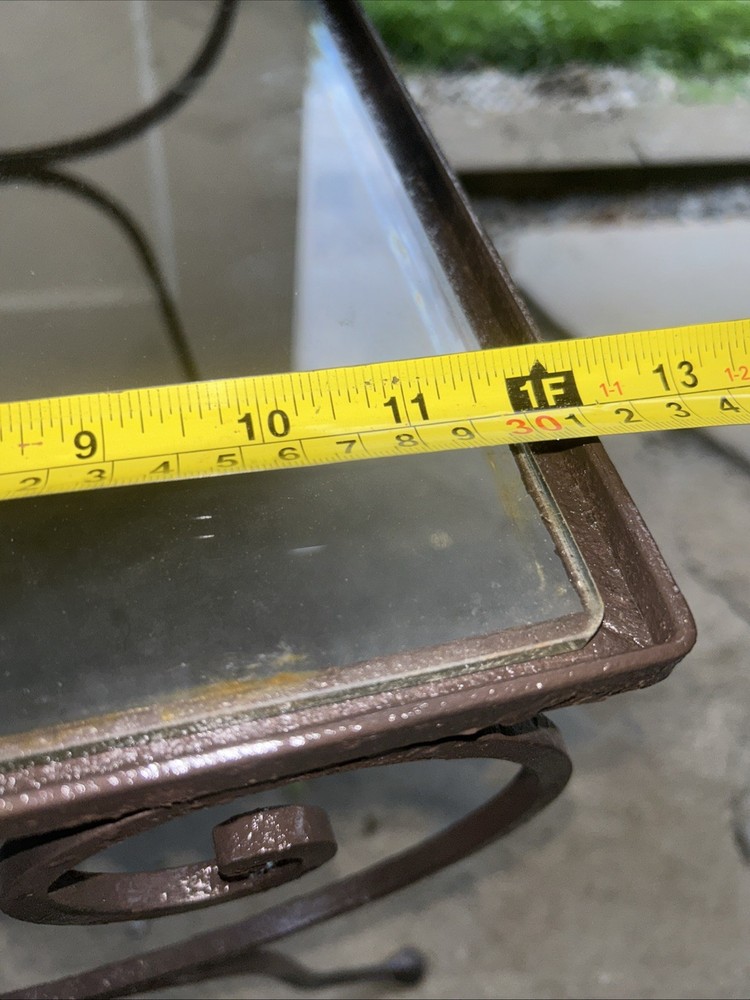 Complementary Pair NESTING Neoclassical Style Wrought Iron Glass Top Side Tables