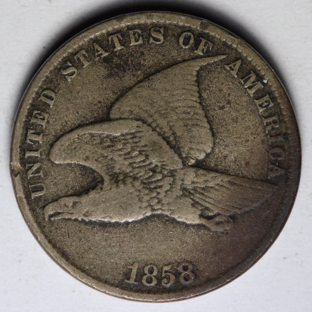 1858 SL Flying Eagle Cent Penny VF E138 TOEM