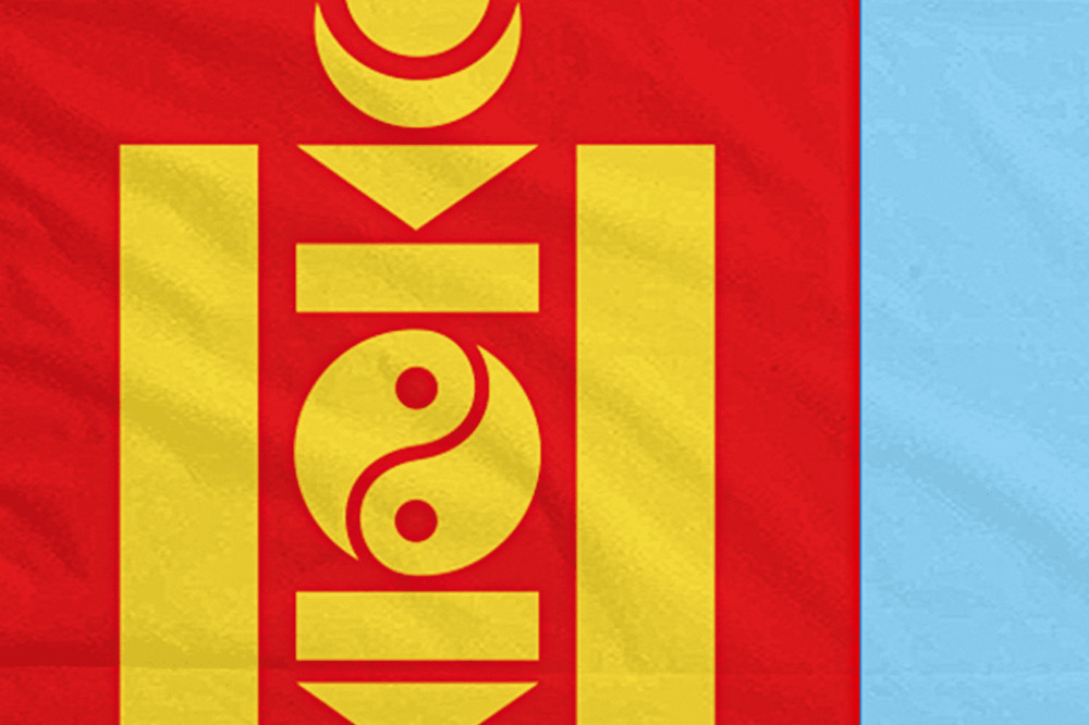 Mongolia Flag with Eyelets - Handmade in the UK