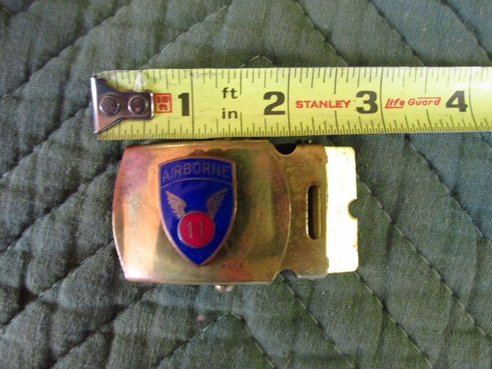 US Army 11th Airborne solid brass belt buckle paratrooper