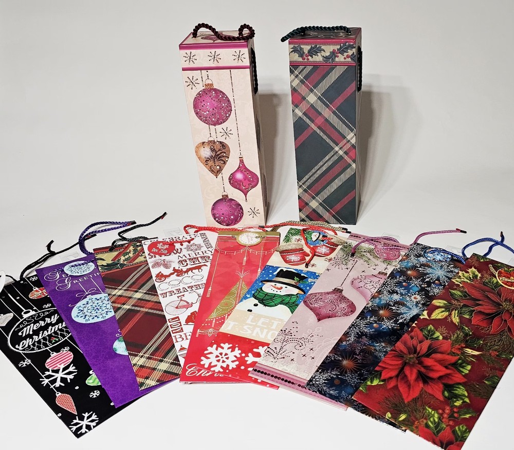 Bundle Of Assorted 2 Bottle Gift Boxes And 9 Bottle Gift Bags