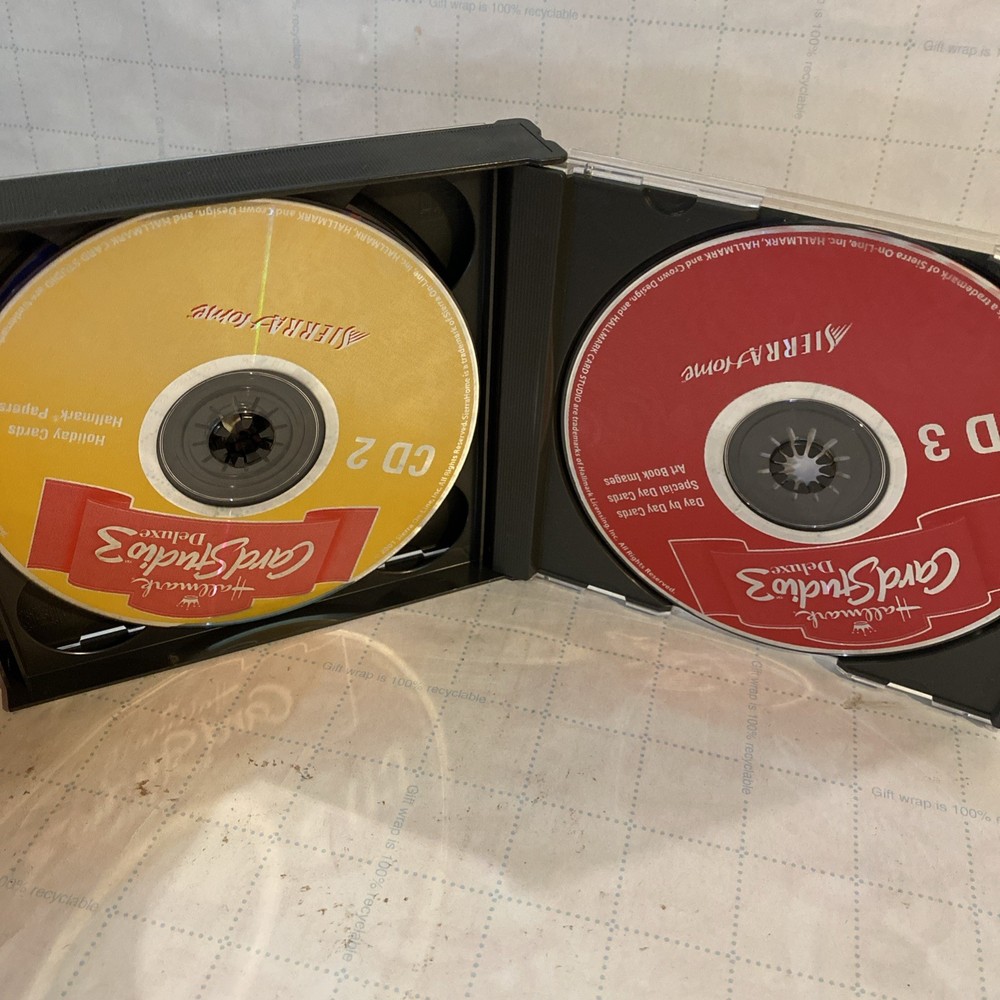 Hallmark Card Studio 3 Deluxe PC CD-Rom 3 Disc Software Set Very Good -A03