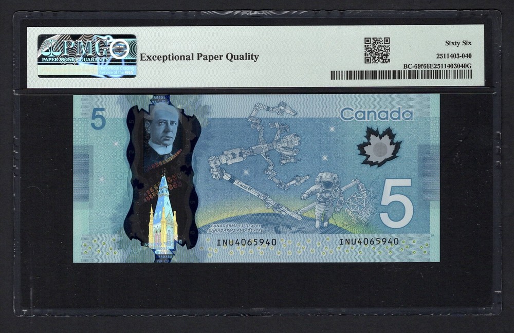 Canada 5 Dollars 2013 BC-69f Uncirculated Grade 66