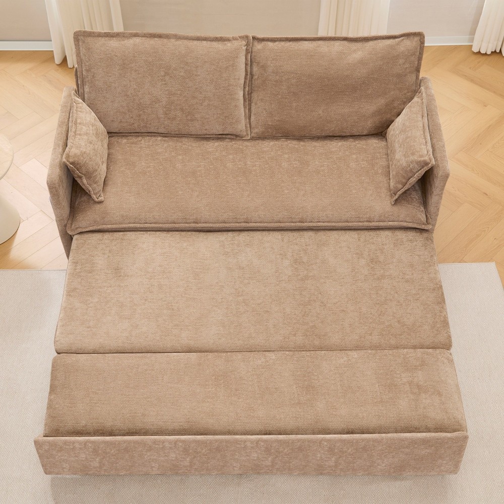 Modern Convertible Sleeper Sofa Bed Loveseat Sofa with Pull Out Bed & USB Ports