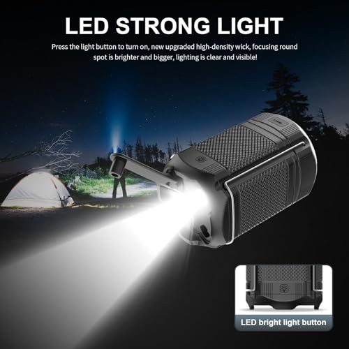 Camping Lantern 5000mAh Solar Hand Crank Telescopic LED Flashlight USB Black-1
