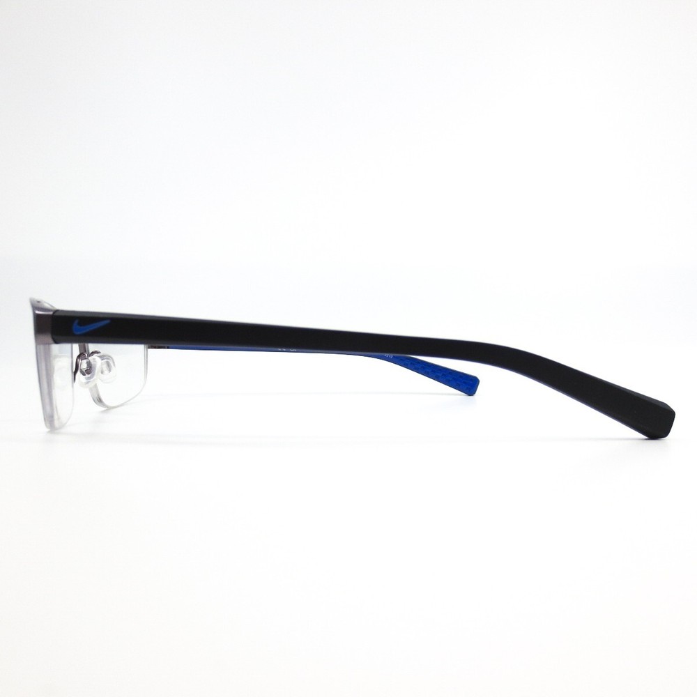 Nike Eyeglasses Frames 8098 078 Black Gray Blue Rectangular Full Rim 56-16-140