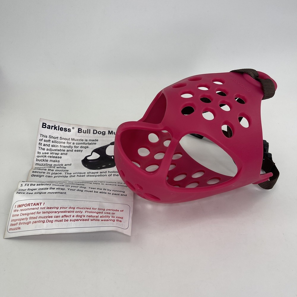 BARKLESS Dog Muzzle for Short Snout Dogs, Soft Silicone Muzzle for Biting Large