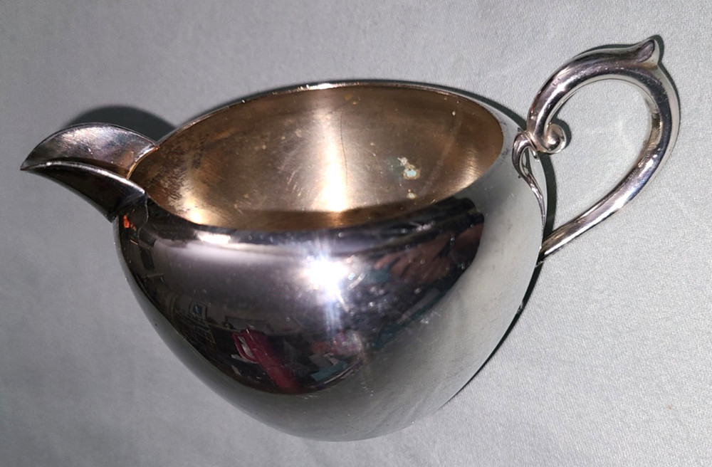 Vtg E.H.S. Co. silverplate on copper open creamer pitcher