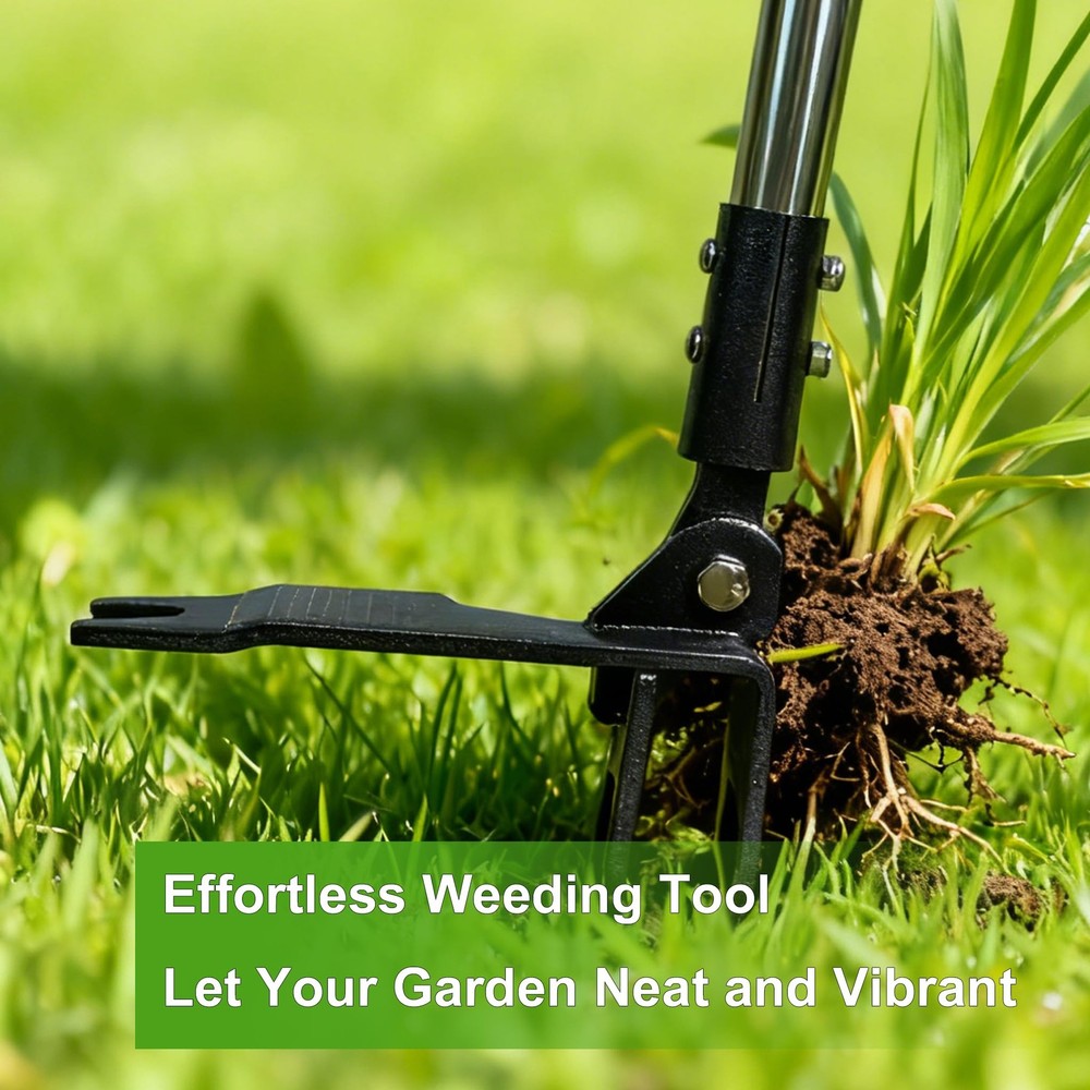 Weed Puller Tool Stand Up Hand Weeder with Adjustable 4 CLAWS, Black