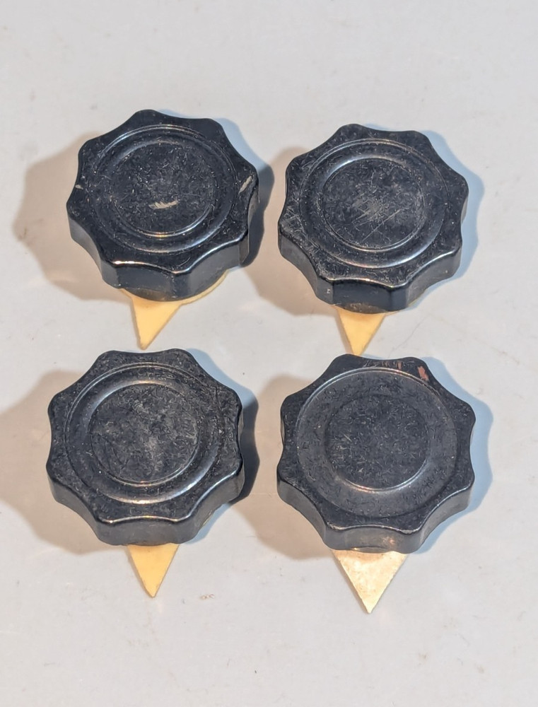 Vintage Ham Radio Control Knobs Pointer Bakelite Fluted Brass Insert Lot of 4