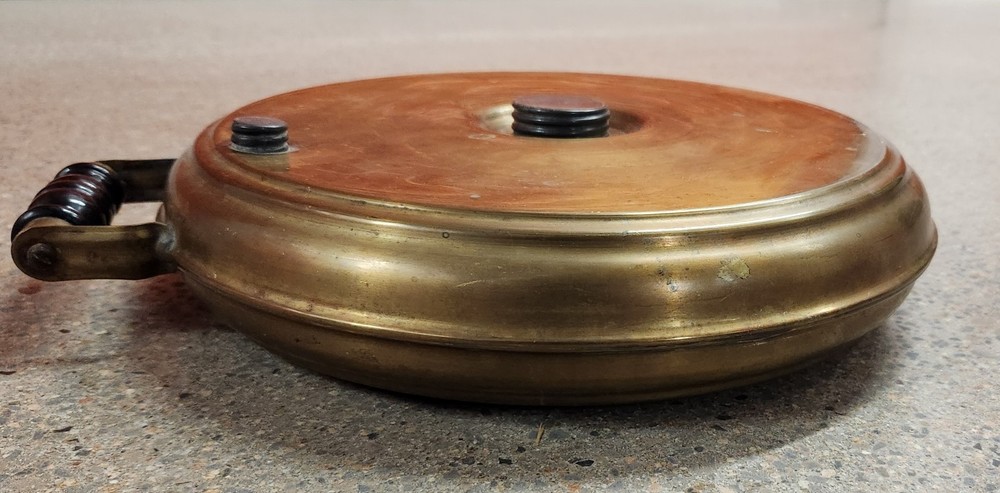 Antique Brass Round Bed Foot Warmer Container