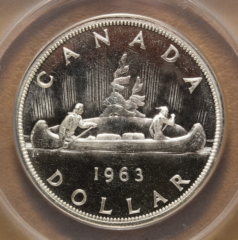 1963 PL Canada Silver Dollar ANACS MS65