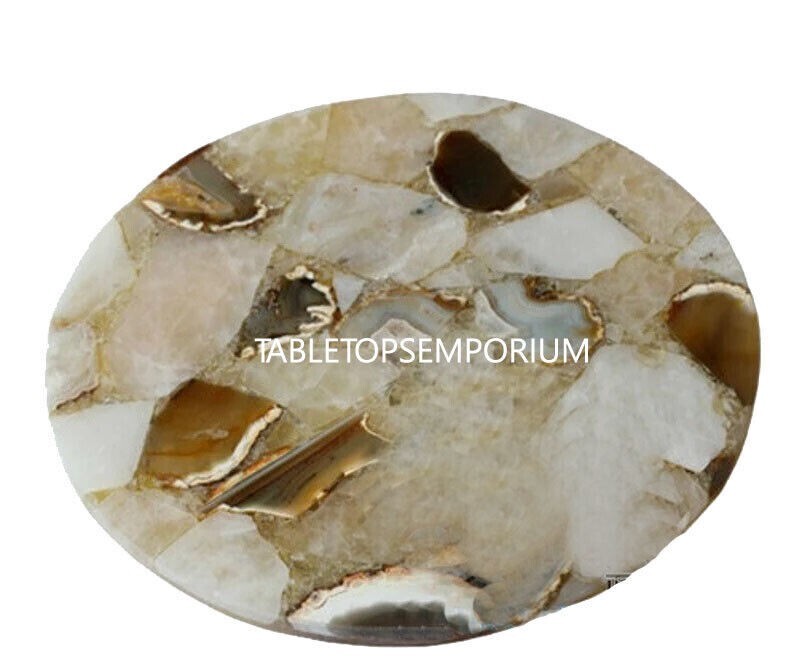 18" Agate Stone Round Tabletop, Natural Coffee Table, Home Decor