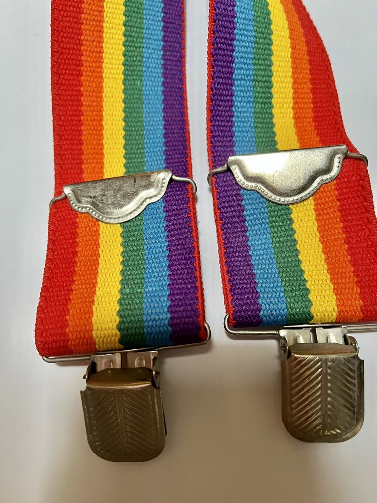Rainbow Striped Elastic Suspenders