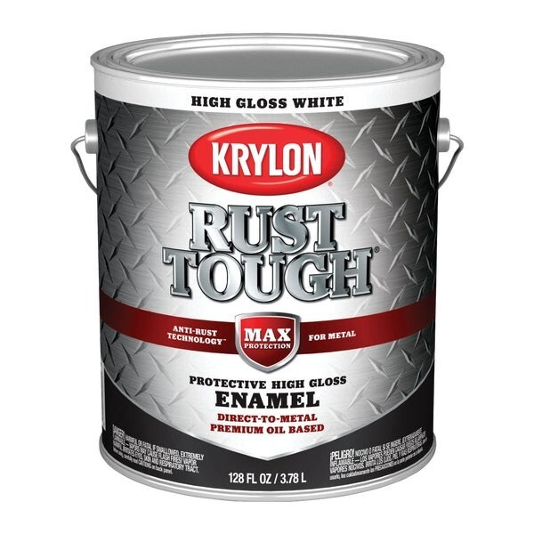 (1)-Krylon Rust Tough Oil-Based Gloss Rust Control Enamel, White, 1 Gal.