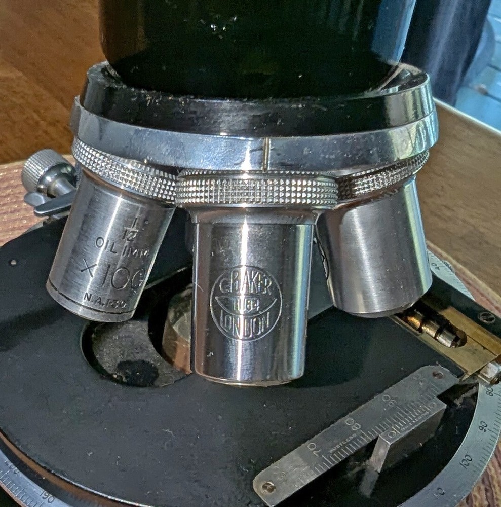 Antique C BAKER London Precision Microscope Complete Set Binocular NICE Loaded