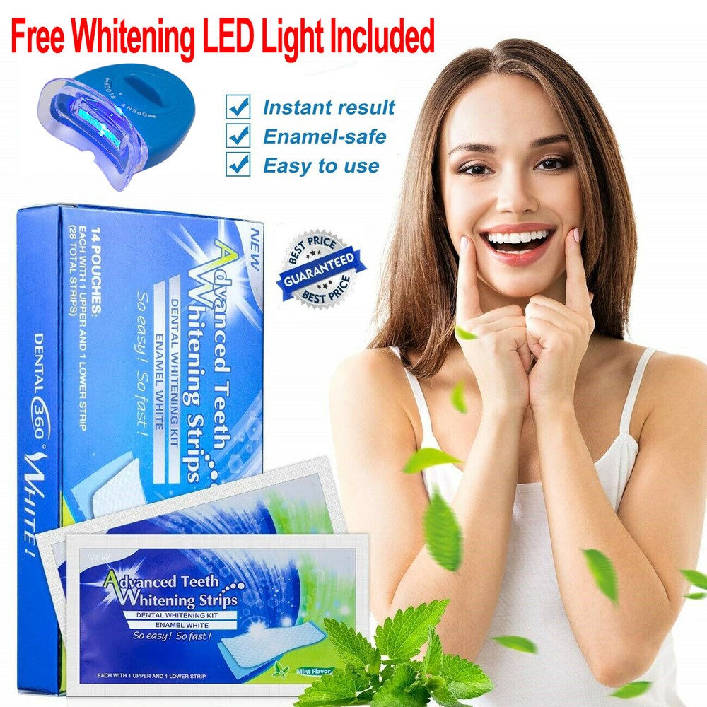 Professional Strength Enamel Safe LED Advanced Teeth Whitening Strips 28 Count