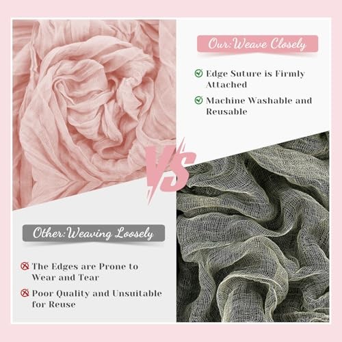Table Runner, 10Ft 120in Cheesecloth Table Runner, Gauze Rustic Cheese Pink