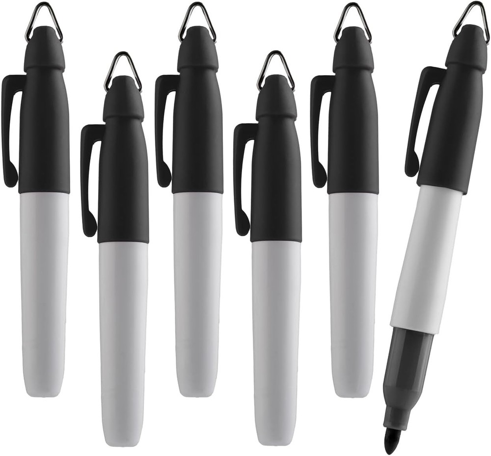 Mini Permanent Markers, Assorted Colours, Fine Point, 6 Count (Black)