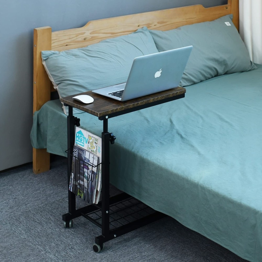 AIZ Overbed Table, Height Adjustable Sofa Side Table Slide Under The Sofa Tab...