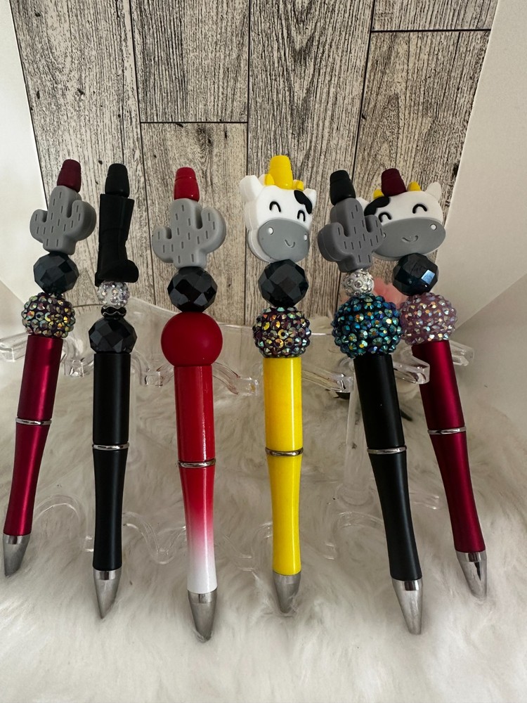 Handmade Pens fun beaded cow boot cactus