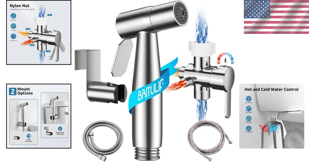 Brushed Nickel Wall-Mounted Bidet Sprayer - Customize Your Cleaning Experience