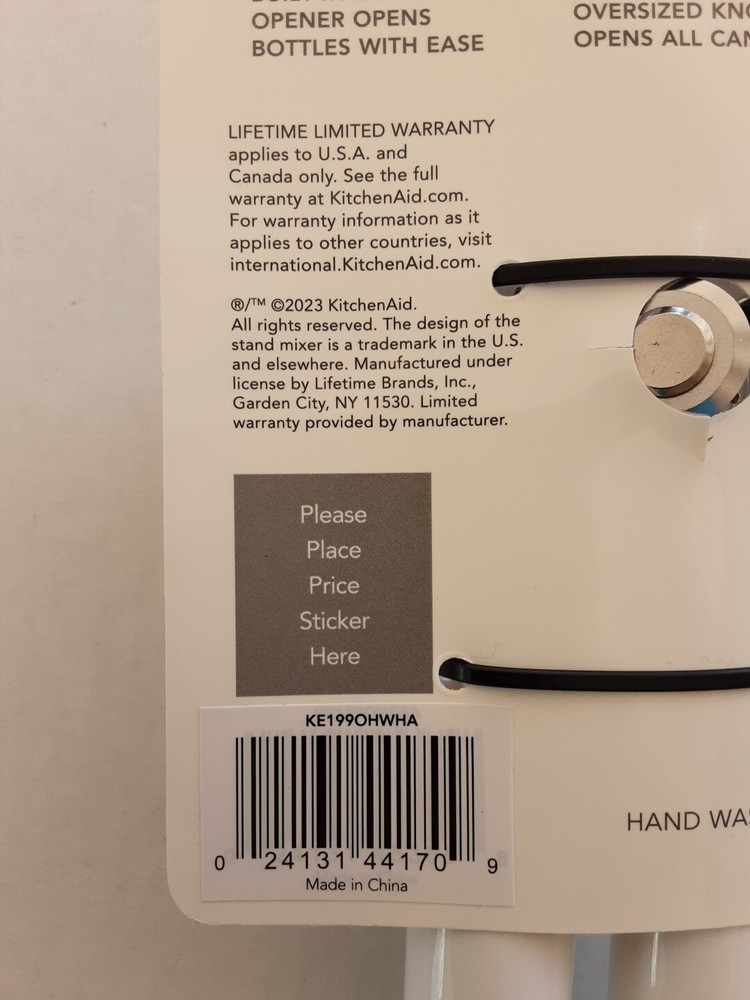 Kitchen Aid Multifunction Can Opener - White (NEW) KE199OHWHA