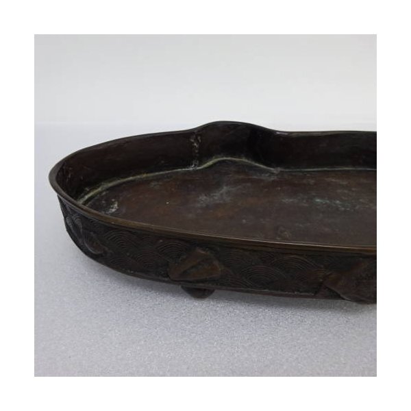 Copper Water Basin, Daimyou Sentoku, Medium Size, Oval Shape, Approx. 37cm, Used